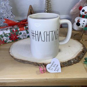 Rae Dunn Magenta Big M Stamped #HASHTAG Mug Dimpled HTF Retired